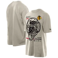 Men's New Era Tan Chicago Blackhawks Goalie Mask T-Shirt
