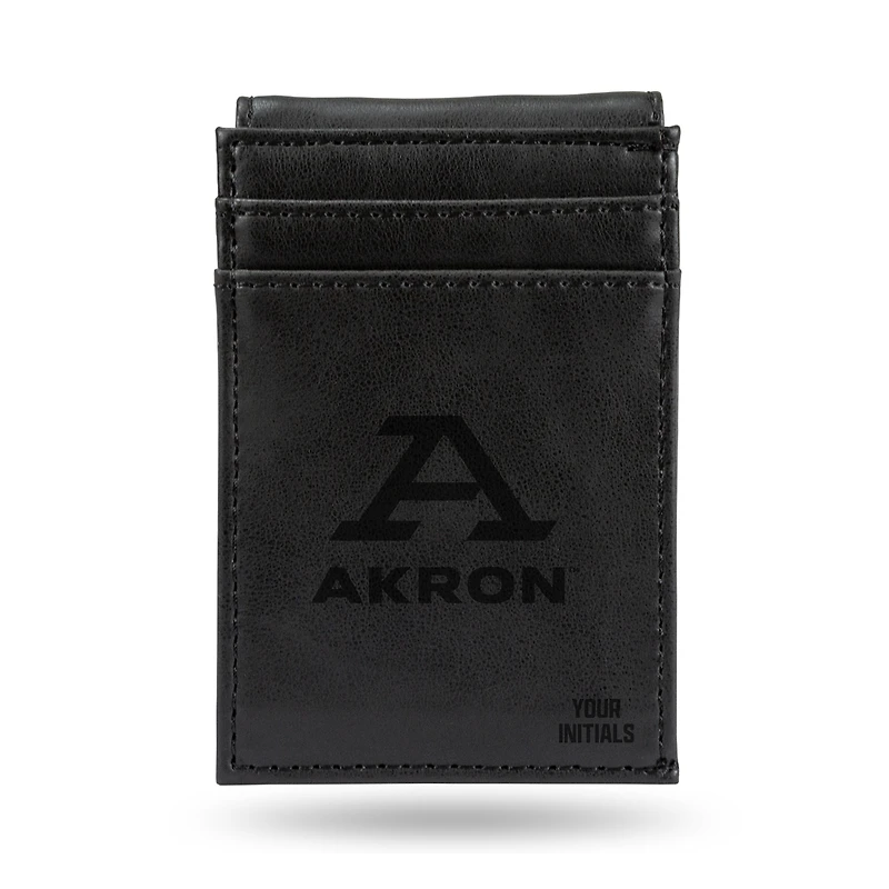 Black Akron Zips Personalized Front Pocket Wallet