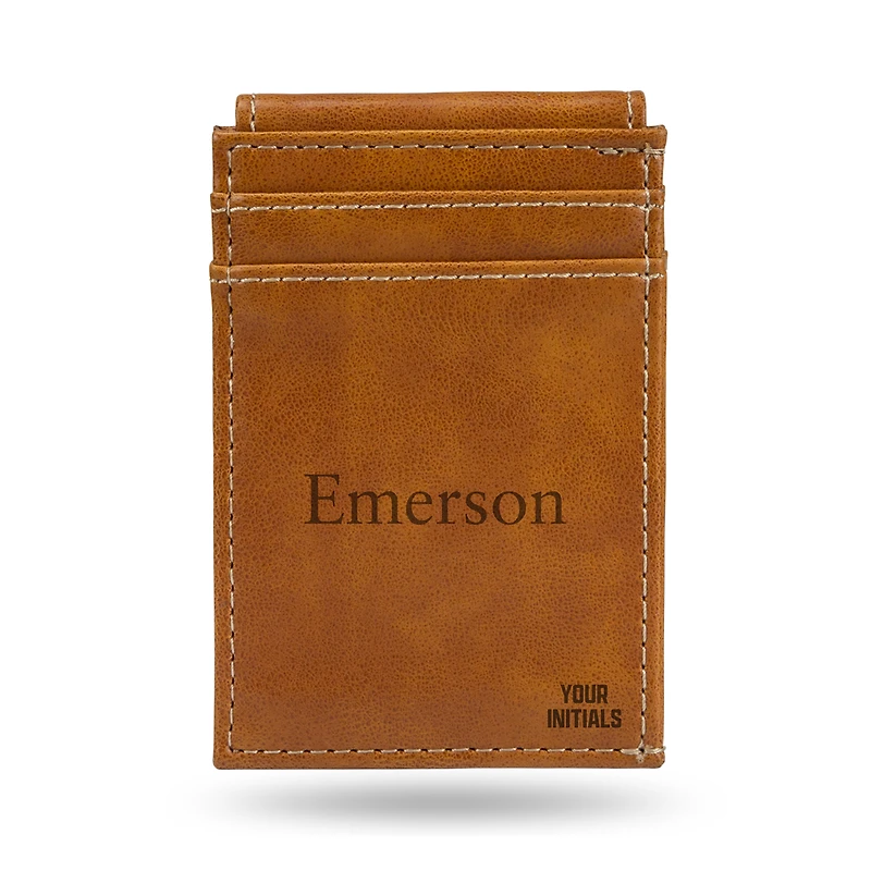 Brown Emerson College Lions Personalized Front Pocket Wallet