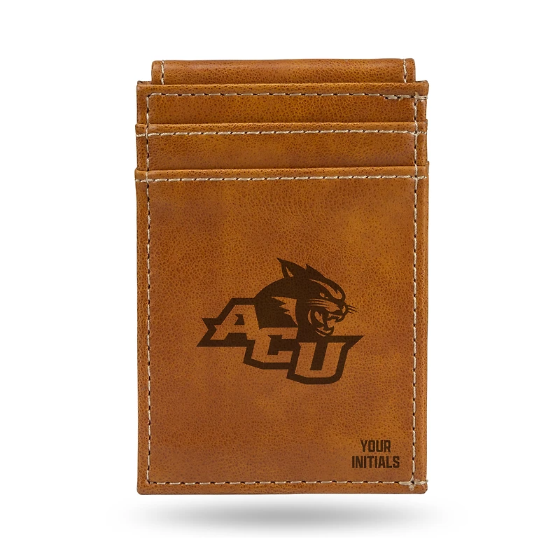 Brown Abilene Christian University Wildcats Personalized Front Pocket Wallet