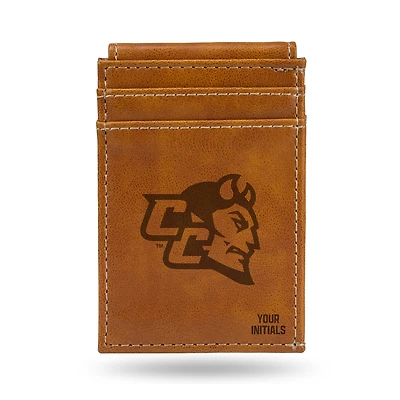 Brown Central Connecticut State Blue Devils Personalized Front Pocket Wallet