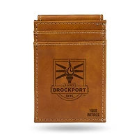 Brown SUNY Brockport Golden Eagles Personalized Front Pocket Wallet