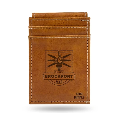 Brown SUNY Brockport Golden Eagles Personalized Front Pocket Wallet