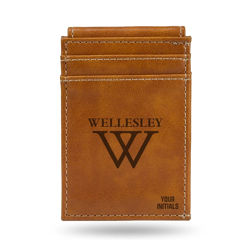 Brown Wellesley Blue Personalized Front Pocket Wallet