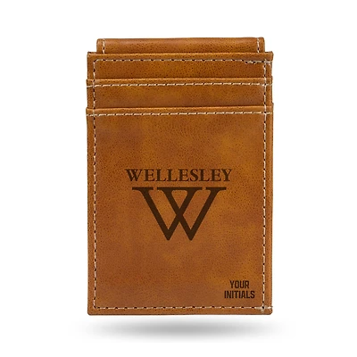 Brown Wellesley Blue Personalized Front Pocket Wallet