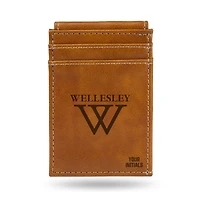 Brown Wellesley Blue Personalized Front Pocket Wallet