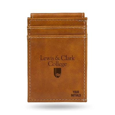 Brown Lewis & Clark College Pioneers Personalized Front Pocket Wallet