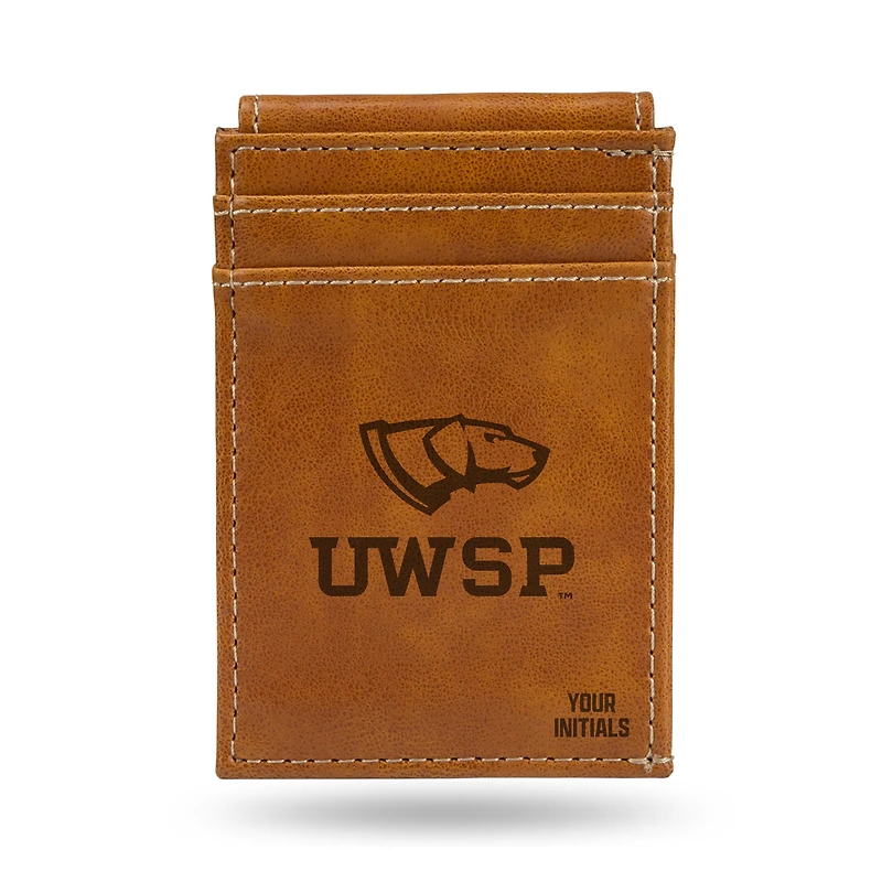 Brown Wisconsin-Stevens Point Pointers Personalized Front Pocket Wallet