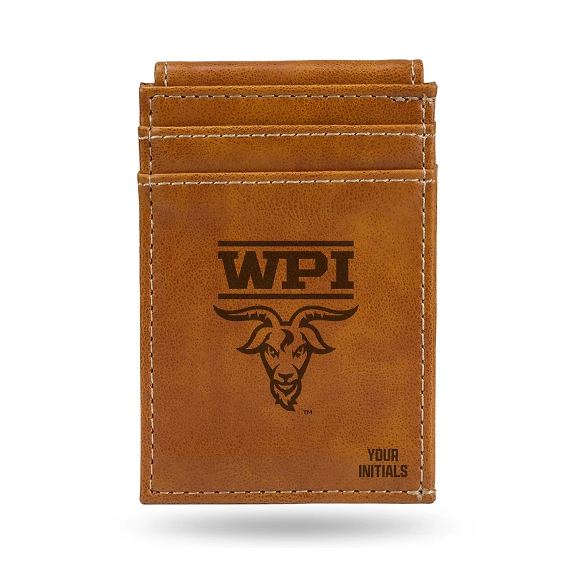Brown Worcester Polytechnic Institute Engineers Personalized Front Pocket Wallet