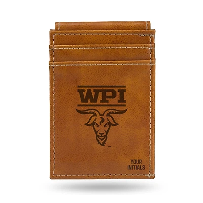 Brown Worcester Polytechnic Institute Engineers Personalized Front Pocket Wallet