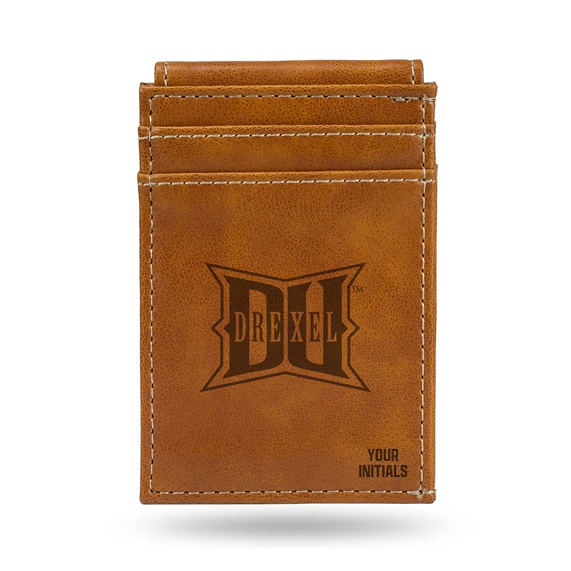 Brown Drexel Dragons Personalized Front Pocket Wallet