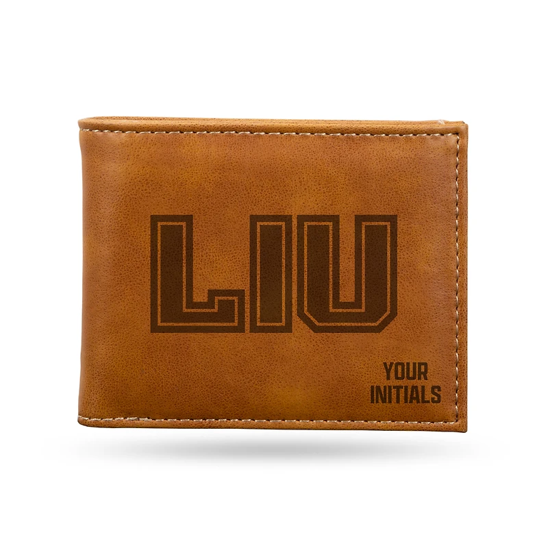Brown LIU Sharks Personalized Billfold Wallet
