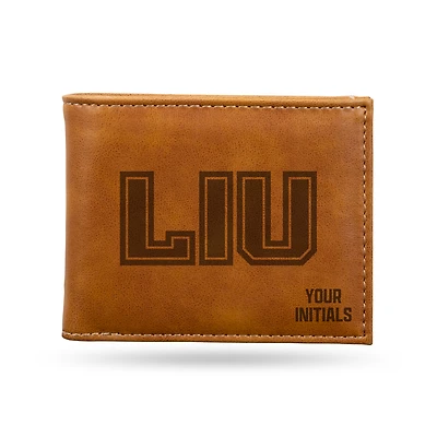 Brown LIU Sharks Personalized Billfold Wallet