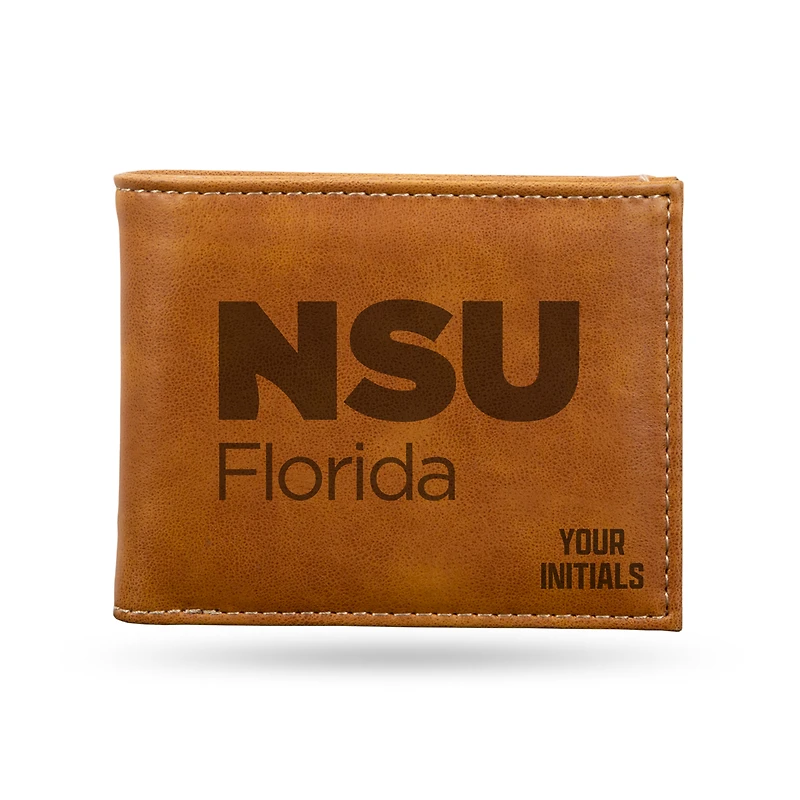 Brown Nova Southeastern Sharks Personalized Billfold Wallet