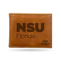 Brown Nova Southeastern Sharks Personalized Billfold Wallet
