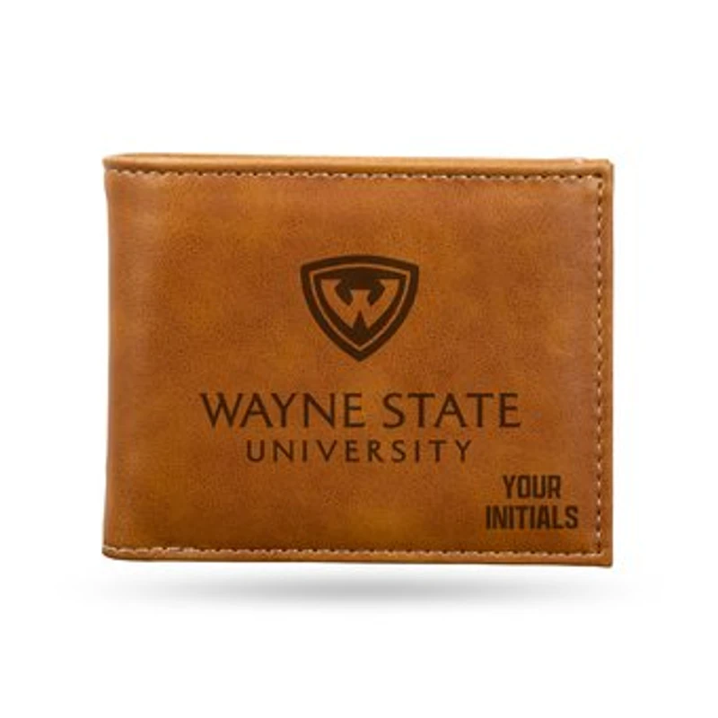 Brown Wayne State Warriors Personalized Billfold Wallet