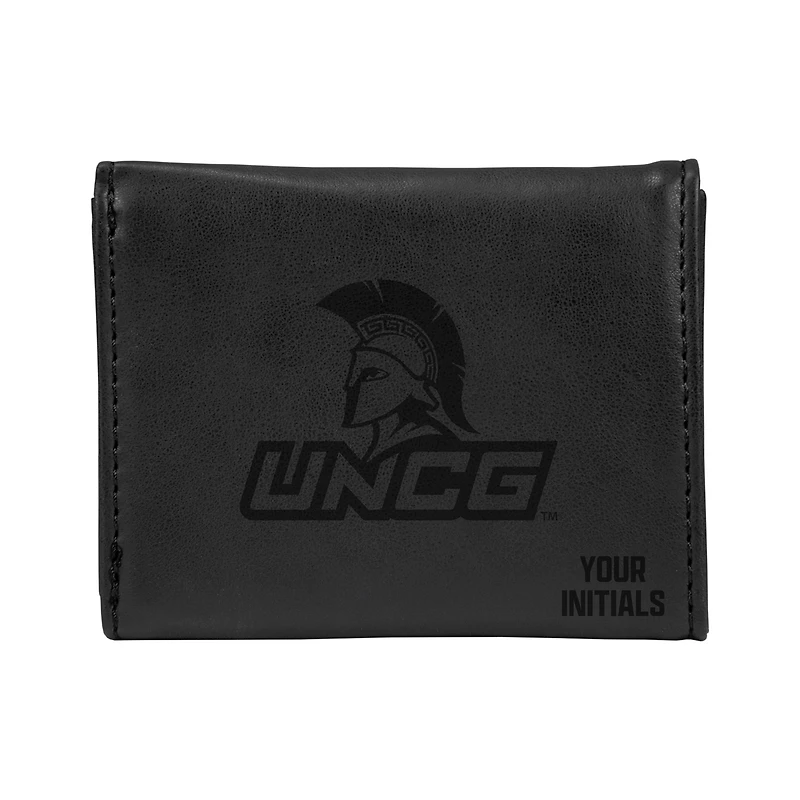 Black UNCG Spartans Personalized Trifold Wallet