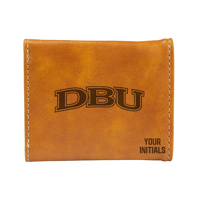 Brown Dallas Baptist Patriots Personalized Trifold Wallet