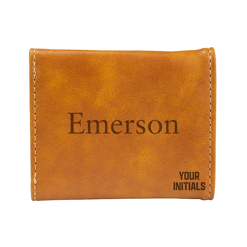 Brown Emerson College Lions Personalized Trifold Wallet