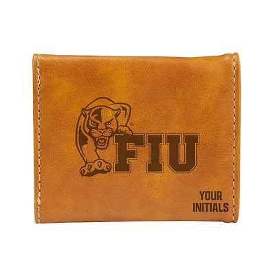 Brown FIU Panthers Personalized Trifold Wallet
