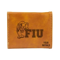 Brown FIU Panthers Personalized Trifold Wallet