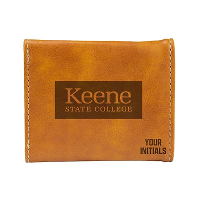Brown Keene State Owls Personalized Trifold Wallet