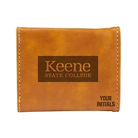 Brown Keene State Owls Personalized Trifold Wallet
