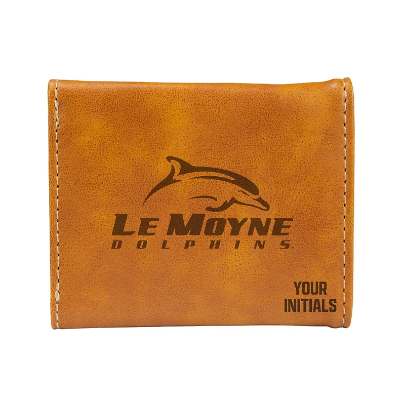 Brown Le Moyne Dolphins Personalized Trifold Wallet