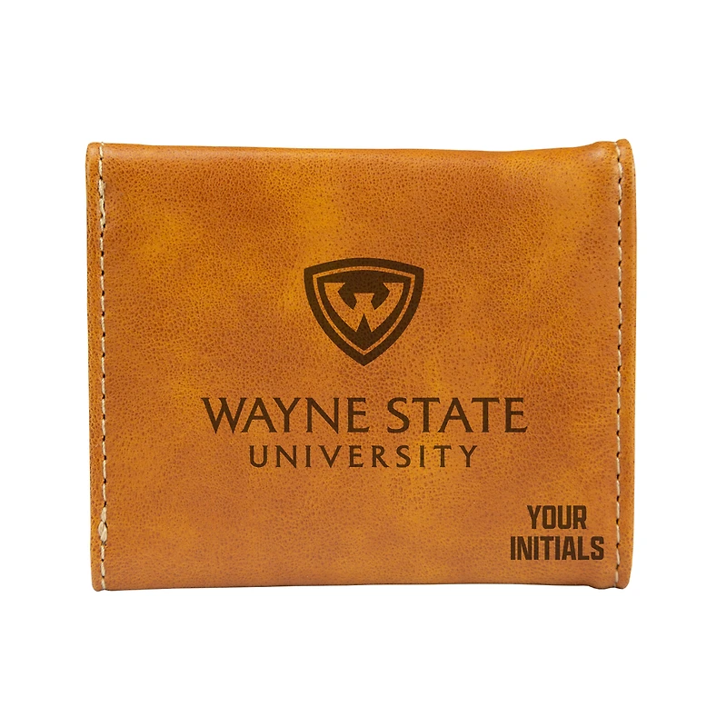 Brown Wayne State Warriors Personalized Trifold Wallet