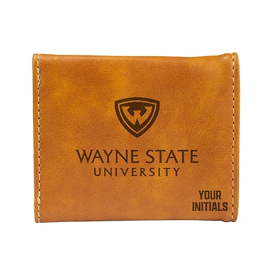 Brown Wayne State Warriors Personalized Trifold Wallet