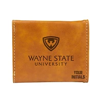 Brown Wayne State Warriors Personalized Trifold Wallet