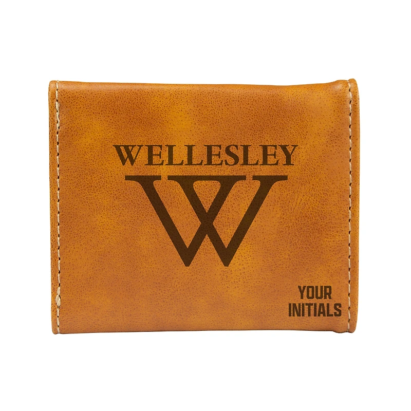Brown Wellesley Blue Personalized Trifold Wallet