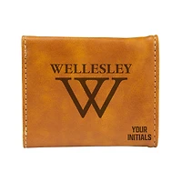 Brown Wellesley Blue Personalized Trifold Wallet
