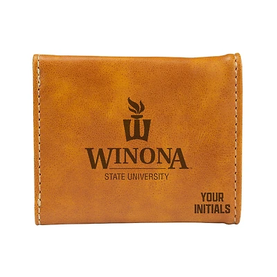Brown Winona State Warriors Personalized Trifold Wallet