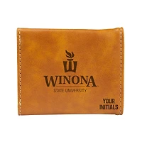 Brown Winona State Warriors Personalized Trifold Wallet