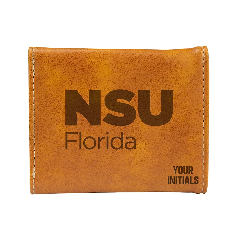 Brown Nova Southeastern Sharks Personalized Trifold Wallet