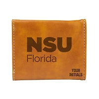 Brown Nova Southeastern Sharks Personalized Trifold Wallet