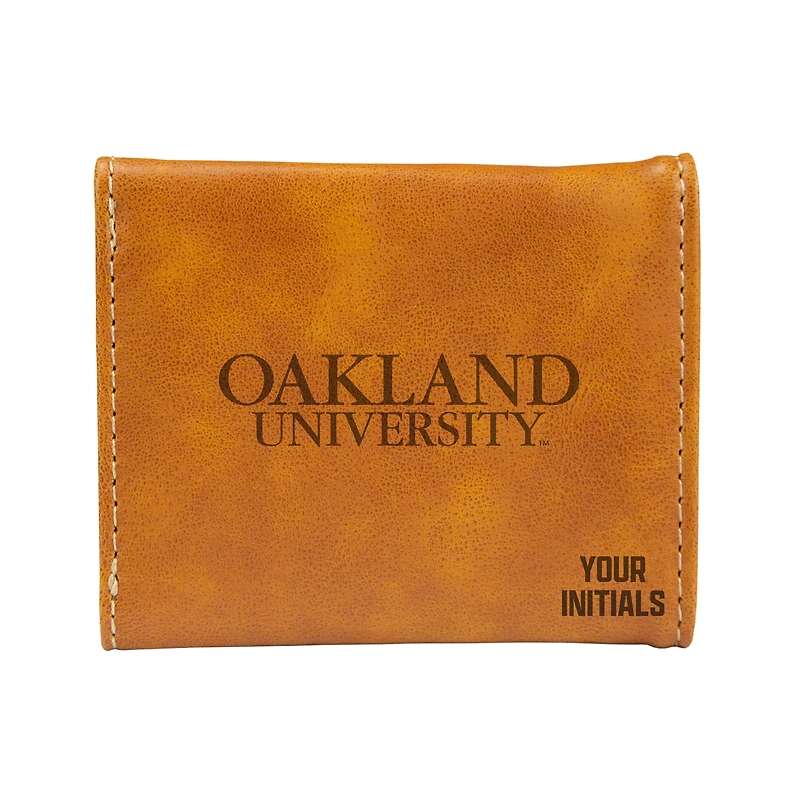 Brown Oakland Golden Grizzlies Personalized Trifold Wallet