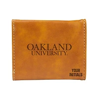 Brown Oakland Golden Grizzlies Personalized Trifold Wallet