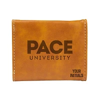 Brown Pace University Setters Personalized Trifold Wallet