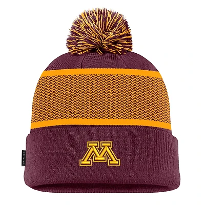 Men's Nike Maroon Minnesota Golden Gophers 2024 Sideline Peak Cuffed Knit Hat with Pom