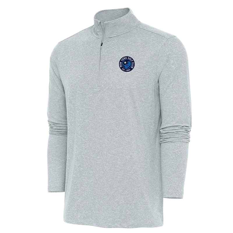 Men's Antigua Heather Gray TGL New York Golf Club Hunk Quarter-Zip Top