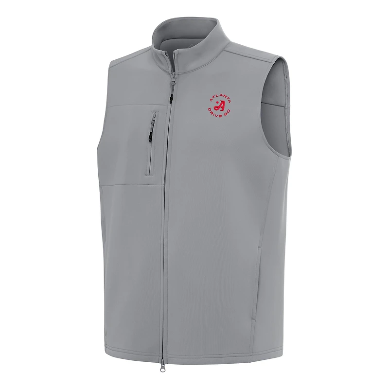 Men's Antigua Gray TGL Atlanta Drive GC Demand Full-Zip Vest