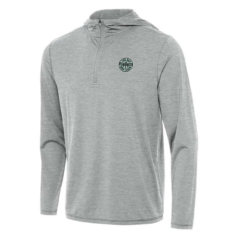 Men's Antigua Heather Gray TGL The Bay Golf Club Tidy Quarter-Zip Hoodie