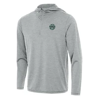 Men's Antigua Heather Gray TGL The Bay Golf Club Tidy Quarter-Zip Hoodie