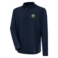 Men's Antigua Heather Navy TGL Boston Common Golf Tidy Quarter-Zip Hoodie