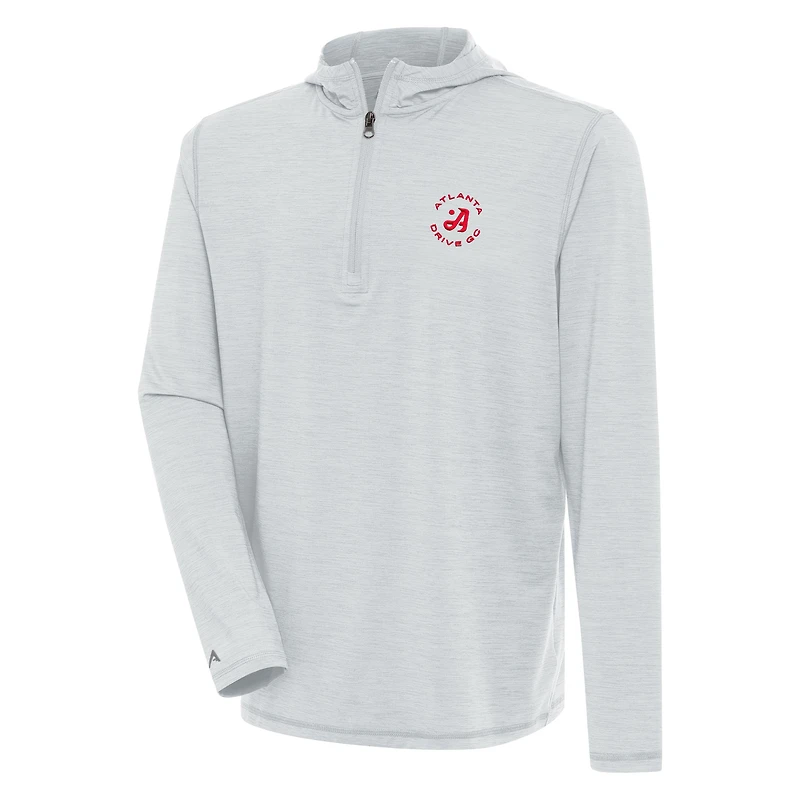 Men's Antigua Heather Gray TGL Atlanta Drive GC Tidy Quarter-Zip Hoodie
