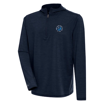 Men's Antigua Heather Navy TGL New York Golf Club Tidy Quarter-Zip Hoodie