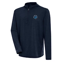 Men's Antigua Heather Navy TGL New York Golf Club Tidy Quarter-Zip Hoodie