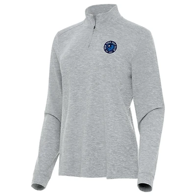 Women's Antigua Heather Gray TGL New York Golf Club Mentor Quarter-Zip Long Sleeve Performance Top